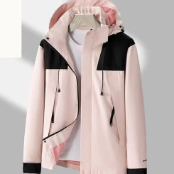 Women's Waterproof Ski Jacket Unisex Outdoor Single layer Jacket Mountain Windbreaker Hooded Raincoat Detachable Hat Coat