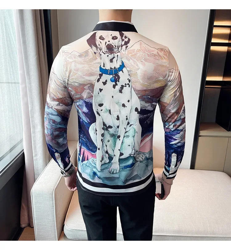 Description Picture 6 of itemLuxury Printed Men's Shirt Long Sleeve Casual Shirt Slim Business Formal Dress Shirt Streetwear Social Party Tuxedo men clothing