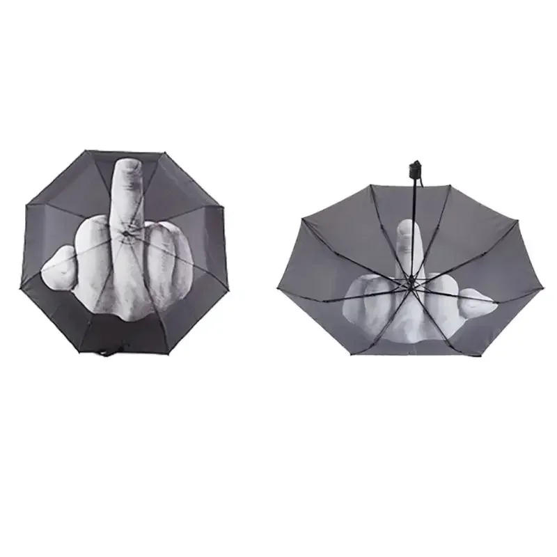 Description Picture 3 of itemCreative Personality Umbrella Middle Finger Folding Windproof Travel Umbrella 8 Rib Rainy Day Accessories Unique Fashion Brand