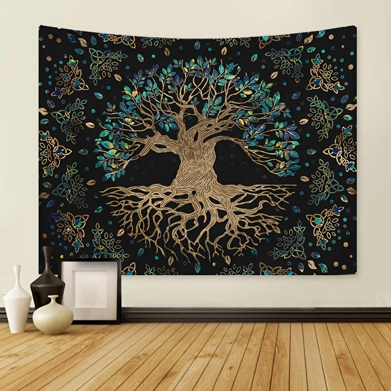 Description Picture 3 of item1Pcs 75x58cm Cosmic Life Tree Tapestry Dreamy Big Tree Wall Blanket Home Decor Origin Tree Background Wall Hanging Cloth for Be