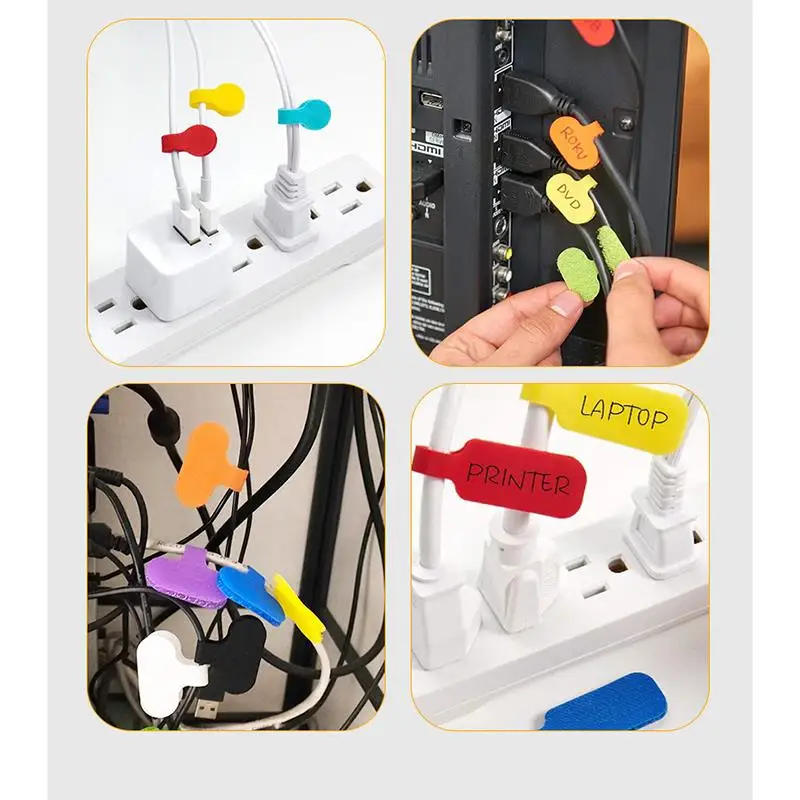 Description Picture 3 of item10/20pcs Adhesive Fastener Tape Cable Storage Label Magic Stickers Nylon Cable Label Hook Loop Writable Recognition Label