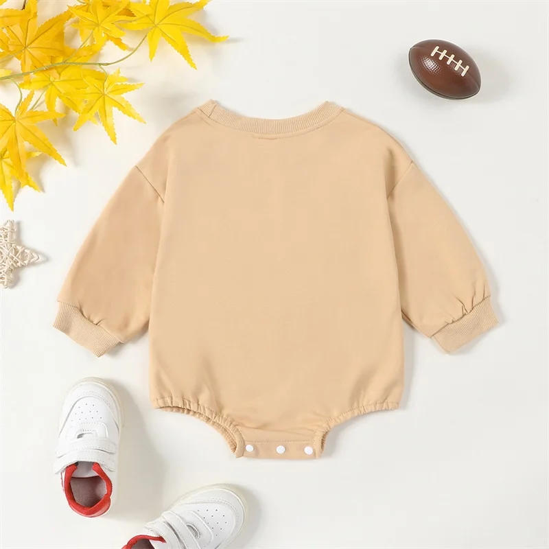 Description Picture 2 of itemBaby Sweatshirt Romper Long Sleeve Round Neck Letter Print Bodysuit Infant Warm Clothes