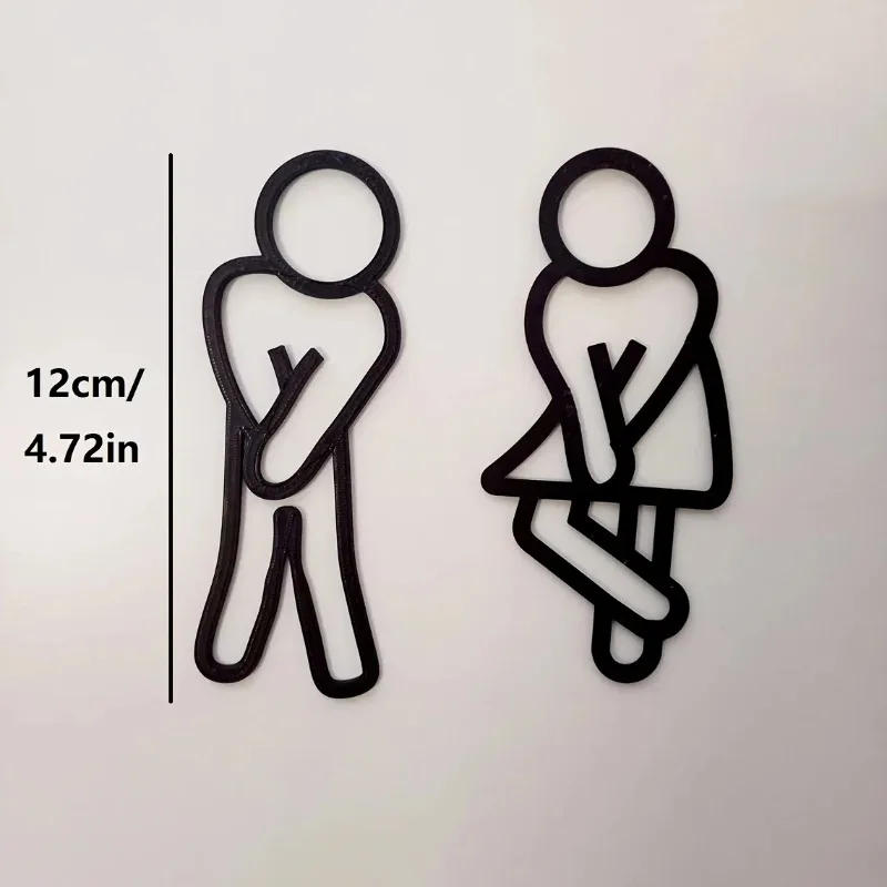 Description Picture 6 of itemFunny Bathroom Signs for Men Women Creative 2D Flat Restroom Door Decor Restaurant Hotel Cafe Toilet Signage Wall Sticker