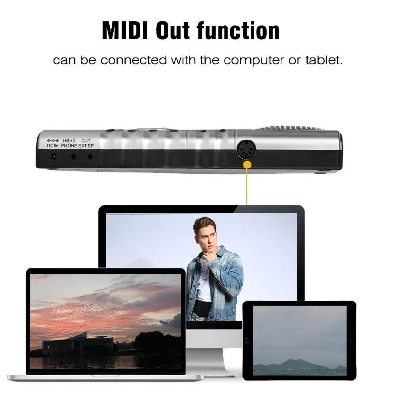Description Picture 4 of itemEnglish 61 Key Hand-rolled Piano Built-in Speaker Silicone Folding Adult Electronic Organ Beginner Keyboard Musical Instruments