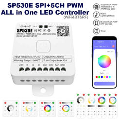 5-24VDC SPI+5CH PWM ALL in One Led Controller SP530E WiFi/BT/RF Pixels SK6812 WS2811 COB 5050 Remote /Voice/APP Control BalanX