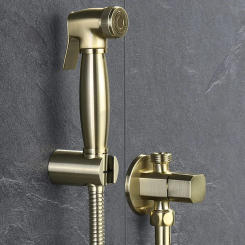 Toilet Bidet Sprayer Brushed Gold Brass Handheld Bidet Sprayer for Personal Hygiene Wall Mounted Bidet Faucet Single Cold