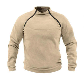 1Pc Men Fall Sweatshirt Breathable Zipper Patchwork Sweatshirt Neck Protection Men's Stand Collar Zipper Sweatshirt for Fall