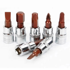 3/8-Inch Drive Bit Sockets Torx T20/30/40/45/50/55/60 S2 Steel 48mm Length Silver Tone DIY Automotive Repairs Hand Tool