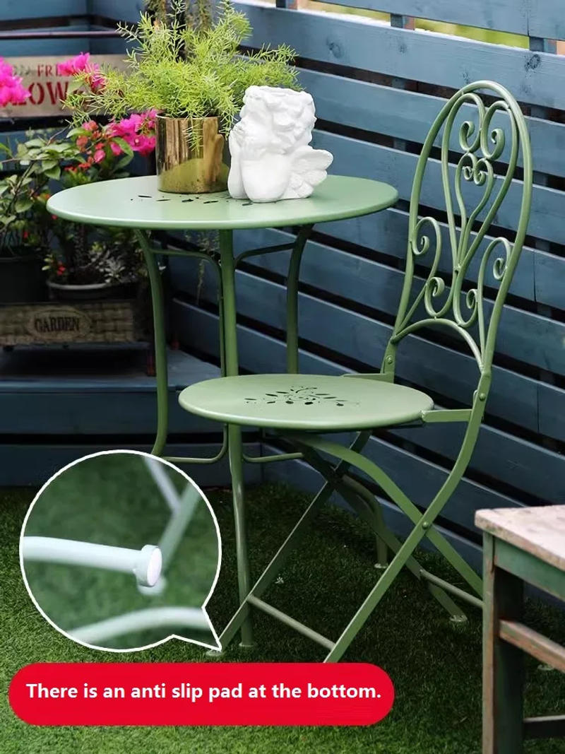 Description Picture 6 of itemOutdoor Folding Iron Table and Chair Combination, Leisure Yard, Balcony, Garden, Terrace, Metal Tea Table Set