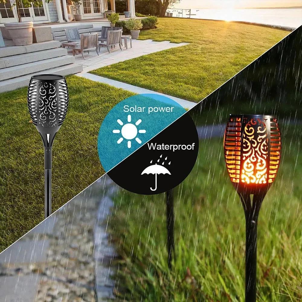 Description Picture 5 of item1/2/4/6/8/10/12Pcs Solar Flame Torch Light Flickering Light Waterproof Garden Decoration Outdoor Lawn Path Yard Patio Floor Lamp