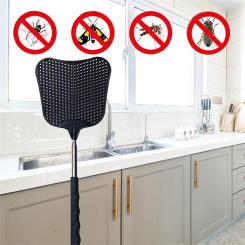 Telescopic Fly Swatters Durable Plastic Heavy Duty Flyswatter With Stainles Black Plastic Anti Slip Design Fly Swatter