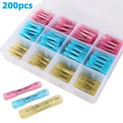 Aokin 200PCS Heat Shrink Butt Wire Connector Kit Insulated Waterproof Electrical Wire Crimp Terminals Butt Splice