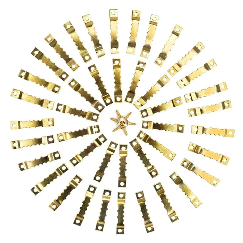 Description Picture 4 of itemPack of 100 Picture Hangers Bulk 100pcs Gold Hangers with 200pcs Screws for Picture Frames Painting