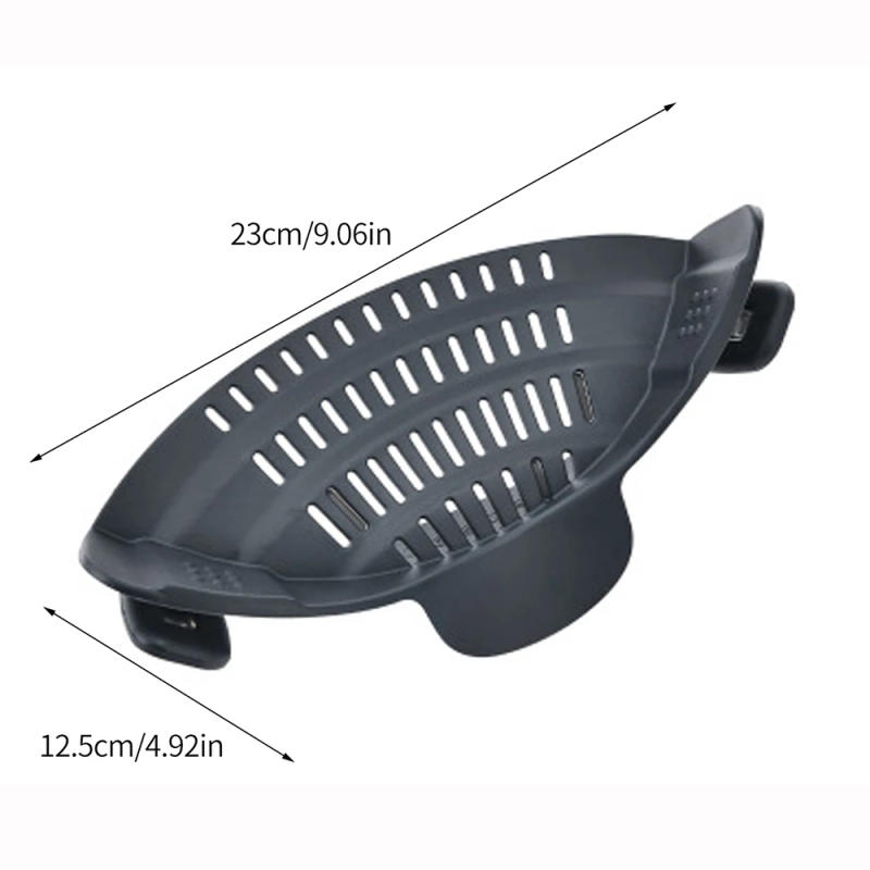 Description Picture 3 of itemSilicone Kitchen Strainer Clip On Pots and Pans Drain Rack Pasta Noodle Vegetable Fruit Strainer Colander Kitchen Gadgets