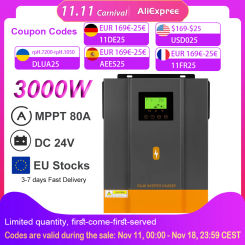 PowMr MPPT 80A Solar Charger 3000W Inverter DC 24V Wide Voltage LCD Display Hybrid Solar Inverter 220V AC Solar Panel PV 450Vdc