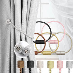 Fenghuangwu 1 PC Curtain Tiebacks with Strong Magnetic Decorative Drapes Weave Holdbacks Tie Backs Window Drape Accessories