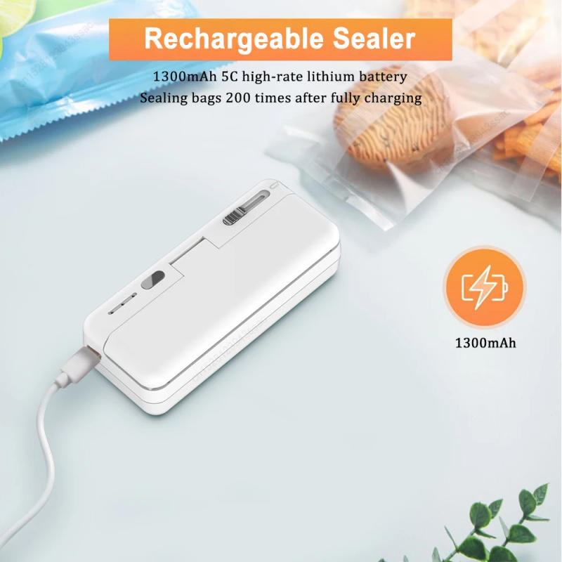 Description Picture 6 of itemMini Plastic Bag Sealer Heat Bag Sealing Machine Food Packaging Plastic Bags Sealer Clip Bag Handheld Rechargeable Heat Sealer