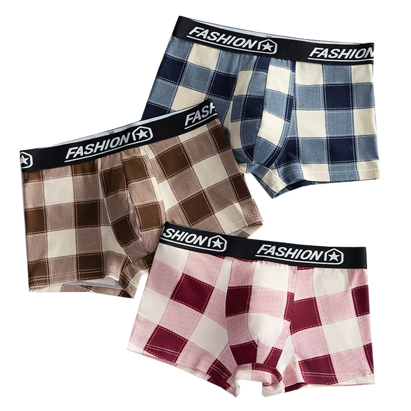Description Picture 3 of item4pcs Men's Underwear New Style Men Boxer Shorts Fashion Men Panites Plus Size Underwear Summer Sexy Breathable Plaid Underpants