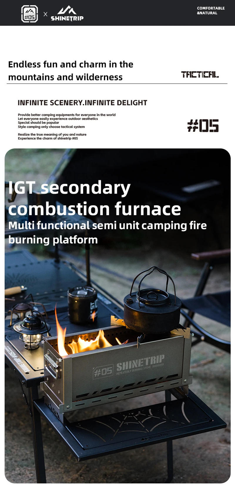 Description Picture 5 of itemShineTrip New Winter Stainless Steel Outdoor Camping Folding Portable Cookware IGT Half-Unit Second Burner Stove For Picnics