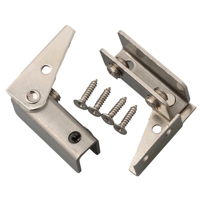 Description Picture 3 of item2PCS Glass Hardware Fittings Hinge Non-perforated Glass Door Hinge Silver Stainless Steel Furniture Cabinet Door Glass Hinge