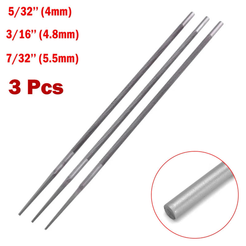 Description Picture 4 of item3Pcs/lot Round Chainsaw Saw Chain Files 20cm Long Sharpening Chainsaw Chains 4mm,4.8mm,5.5mm Chainsaw Round Files Grinding Tools