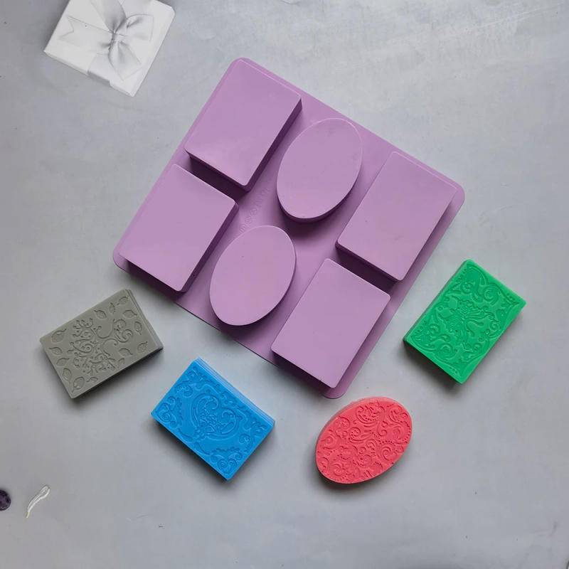 Description Picture 2 of itemOval and Square Flower Carving Soap Making Mould Silicone Handmad Soap Mold Supplies Diy Gypsum Crafts MoonCake Tools