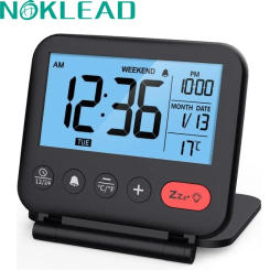 NOKLEAD New Travel Camping Clock Cover Desk Digital LCD Thermometer Calendar Clock Traveling Alarm Clock Home Desktop Clock