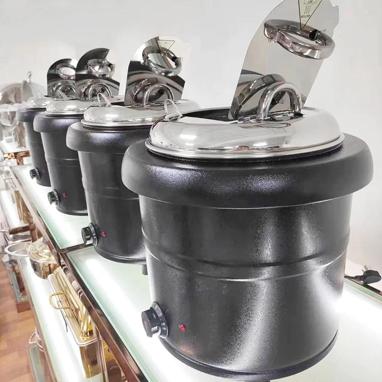 Description Picture 5 of itemCommercial Stainless 13L Soup Insulated Warmer Pot Container Black Straight Electric Heating Pot