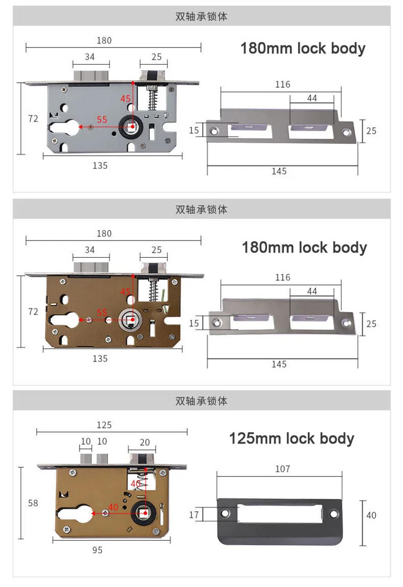 Description Picture 2 of itemAluminum Alloy Door Locks Continental Bedroom Bathroom Interior Door Handle Lock Cylinder Security Mute Door Lock Household