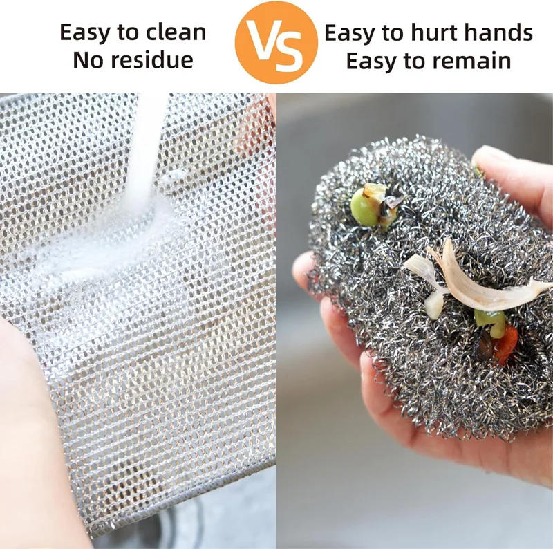 Description Picture 4 of itemMagic Wire Cleaning Cloth Kitchen Cloths Washable Multipurpose Anti Scratch Cloth Metal Wires Rags Kitchen Cleaning Cloth 10-2pc