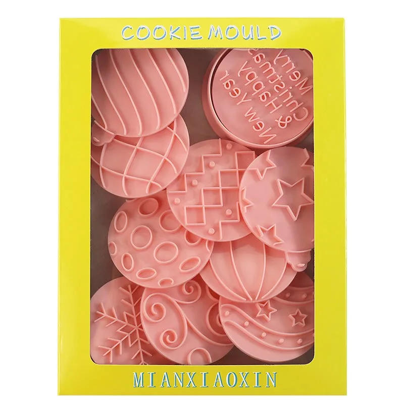 Description Picture 6 of itemCookies Cutter Christmas Dough Stamp Plastic 3D Cartoon Pressable Biscuit Mold Confectionery Baking Pastry Bakeware Party Decor