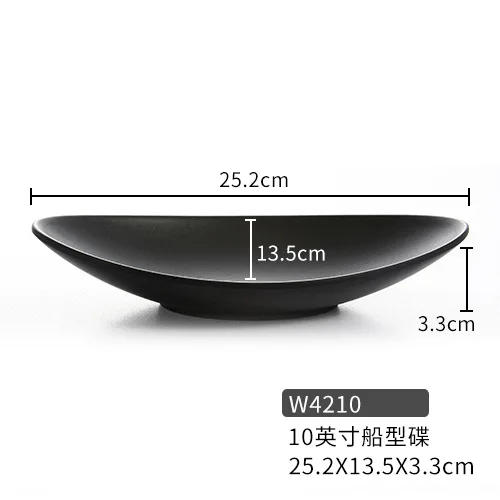Description Picture 3 of itemMelamine Dinnerware Dinner Plate Black Frost Ingot Shaped Plate Restaurant Hotel Wineshop Melamine Dish A5 Melamine Tableware