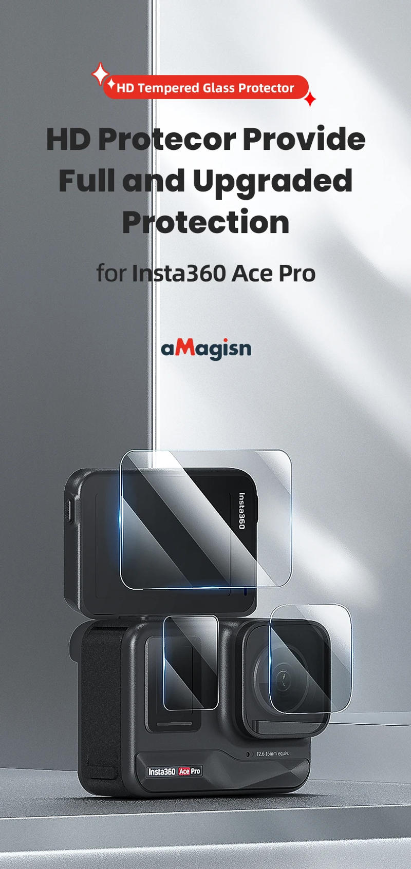 Description Picture 2 of itemaMagisn Tempered Glass Screen Protective Film 9H HD Film Protective Sports Camera Accessories For Insta360 Ace Pro