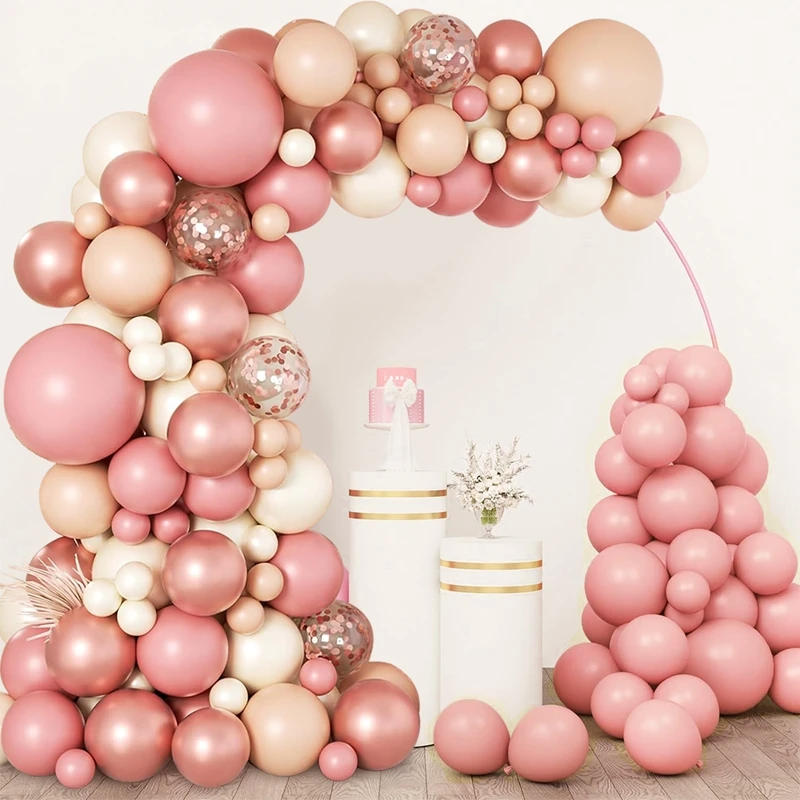 Description Picture 5 of item147pcs Grey Rose pink blush Balloon Bohemian Nude Cream Peach Champagne Bridal Shower Garden Tea Birthday wedding decoration
