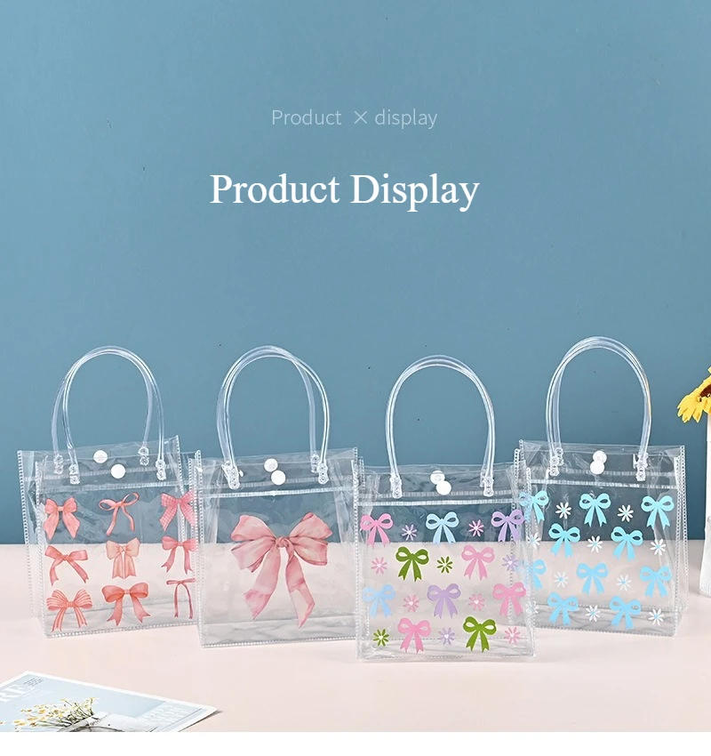 Description Picture 6 of item10 Pieces of PVC Transparent Tote Bags Flexible Cosmetics Shopping Bags Jewelry Candy Gift Bag Holiday Party Wedding Decorations