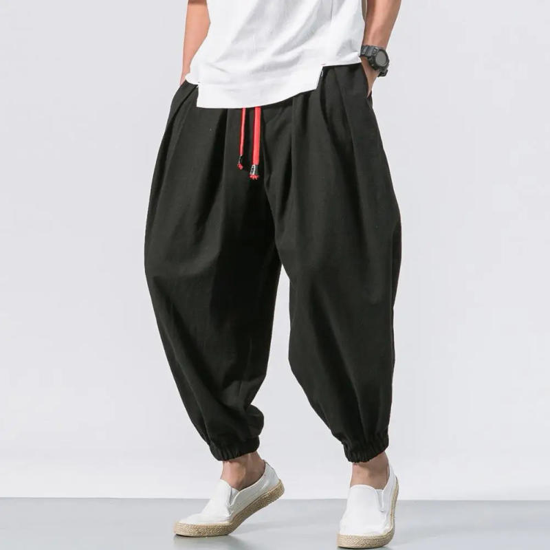 Description Picture 4 of item2024 New Fashion Drawstring Pants Men’S Baggy Jogging Pants Japanese Men Wide Leg Pants Male Casual Loose Trousers