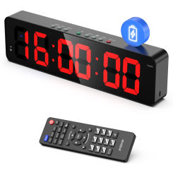 Remote Gym Timer 2 inch Ultra-Clear Interval Time Timers with LED Countdown/Up Wall Clock Battery Power Fitness Timer Stopwatch