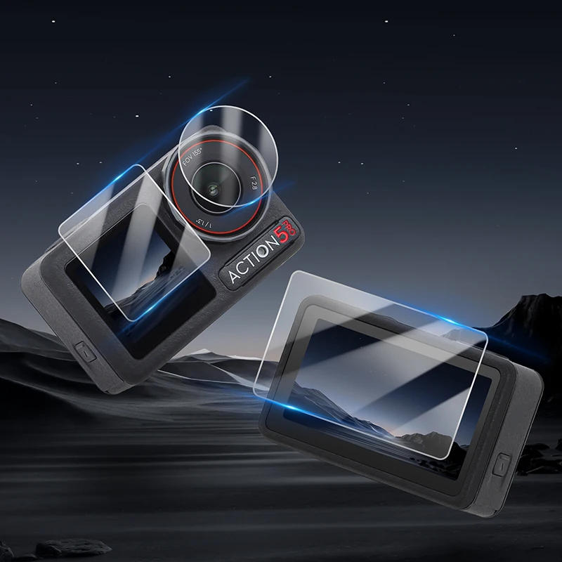 Description Picture 4 of item4pcs/set Protection Films &  Lens Cap  for DJI Osmo Action 5 Pro 4 3 Camera Lens Screen Tempered Glass Films Accessories