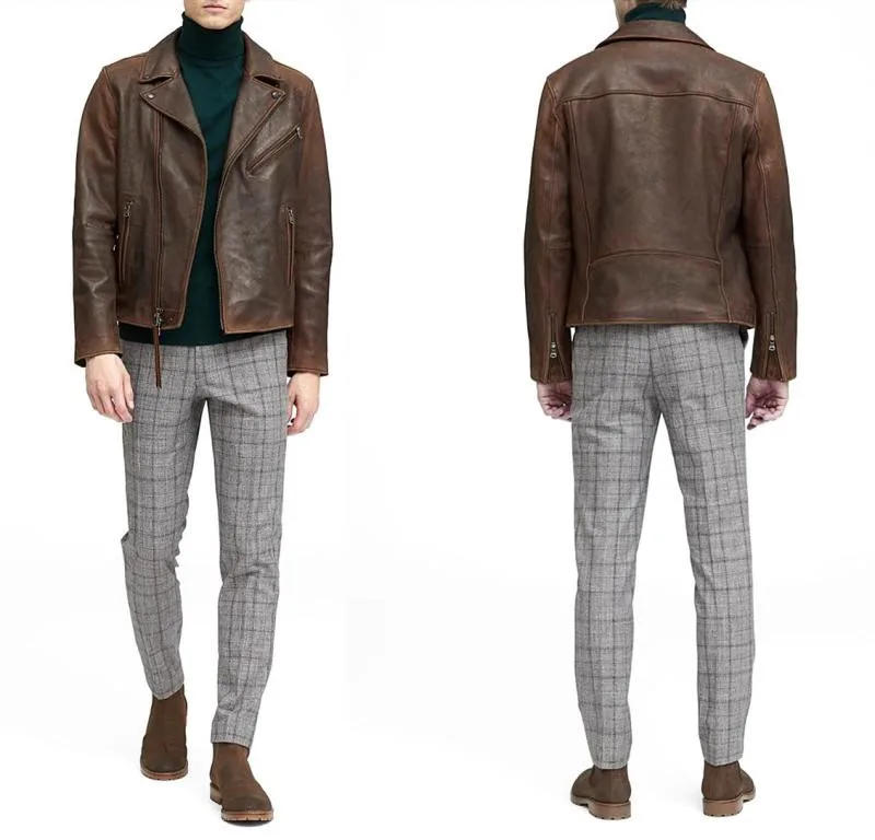 Description Picture 4 of item2024 Autumn New Youth Motorcycle genuine leather jacket for men's clothing, Korean version slim fit genuine leather jacket