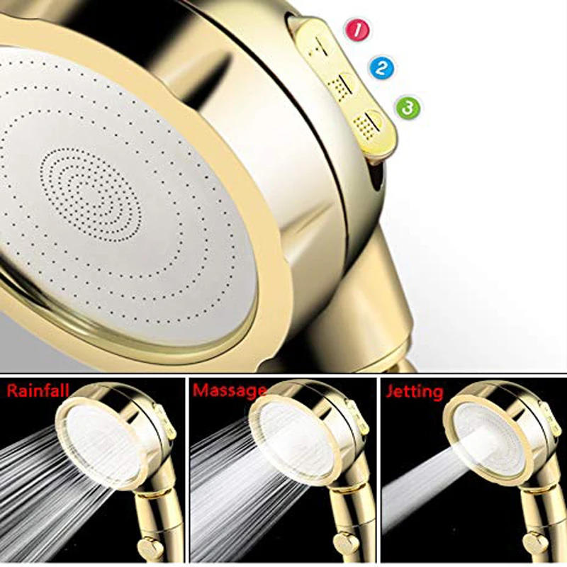 Description Picture 2 of item360 Degrees Rotating Handheld Shower Head Adjustable 3 Spray Setting with ON/OFF Pause Switch Water Saving Bathroom Shower Head