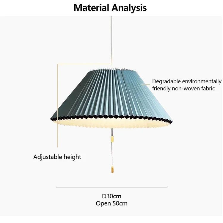 Description Picture 2 of itemArt Design Pleated Deformed Fabric Umbrella Chandeliers Home Decor LED Lighting Lamp For Bedroom Living Dining Room Luminaire