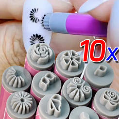 Pink Nail Art Stamp Pen Flower Butterfly Pattern Flower Butterfly Pattern Nail Art Stamp Pen DIY Nail Painting Dotting Templates