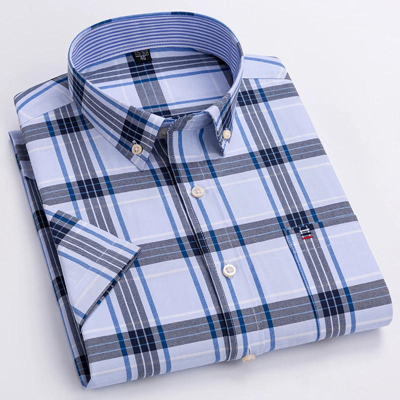 Description Picture 5 of itemPlaid Shirt 100% Cotton Shirts for Men Oxford Shirt Quality Oversized Long Sleeve Slim Fit Tops Clothing Large Size