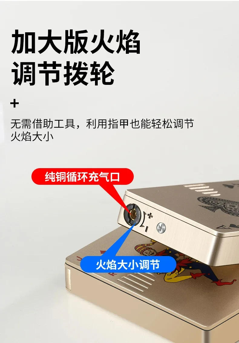 Description Picture 5 of itemCreative Playing Cards Ace of Spades Lighter Butane Windproof Straight Metal Lighter Metal Fun Gift for Men Smoking Accessories