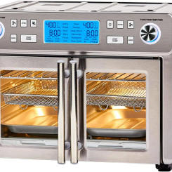 360 Air Fryer Oven Combo with French Door, 25 QT Extra Large, Cook Two Foods in Different Ways, Up to 6