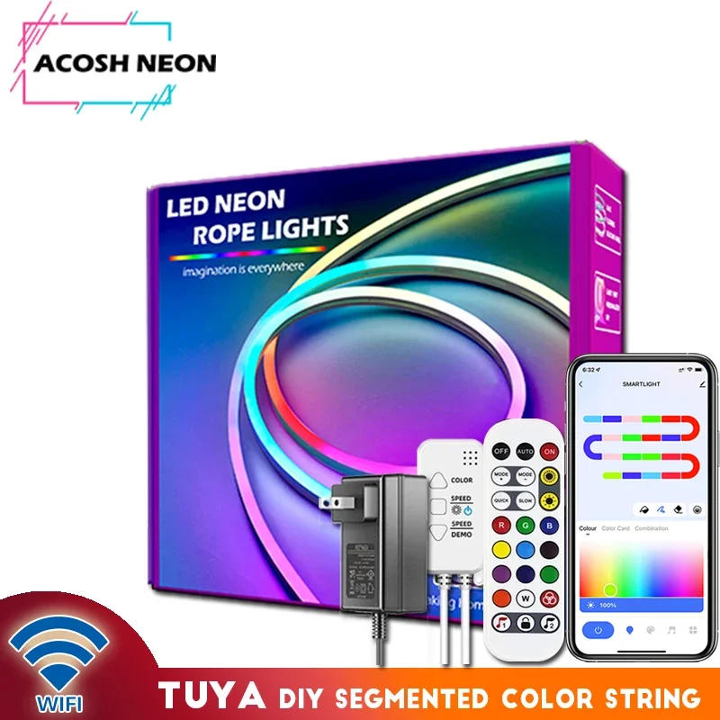 Description Picture 2 of itemTuya Neon Rope Lights, RGBIC LED Neon Rope Light Strip With Remote Music Sync Smart App Lamp Works with Alexa Google Assistant