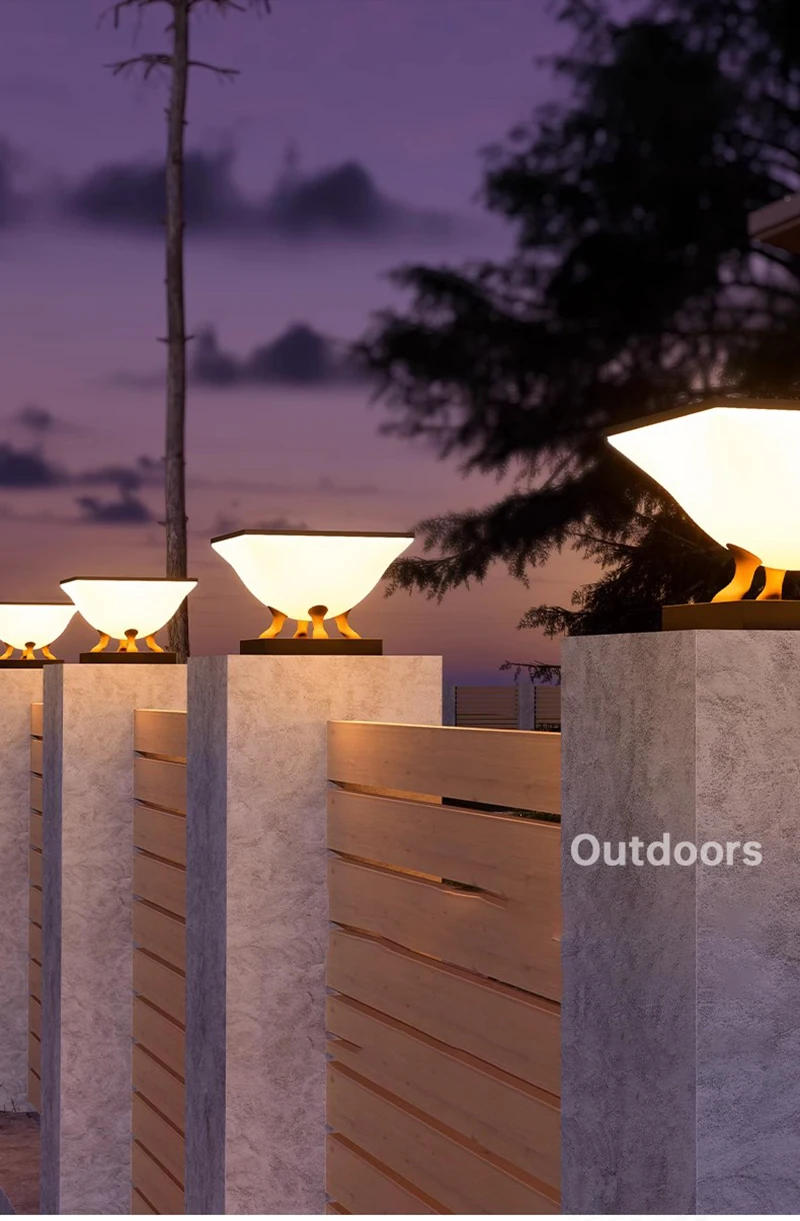 Description Picture 2 of itemOutdoor Waterproof Solar Pillar Lights Home Decor Villa LED Wall Lamp Modern Gate Garden Lighting Solar Energy Super Bright Door