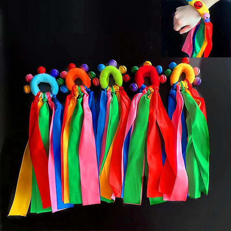 Description Picture 3 of item1Pcs Children's Wrist Ribbon Team Sports Pompom Cheerleading Big Match Pom Club Dance Props Elastic Bracelet With Elastic Rope