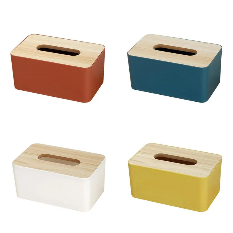 Description Picture 3 of itemPortable Wooden Tissue Box Cover Removable Desktop Tissue Holder Home Office Bathroom Paper Storage Case Table Decoration