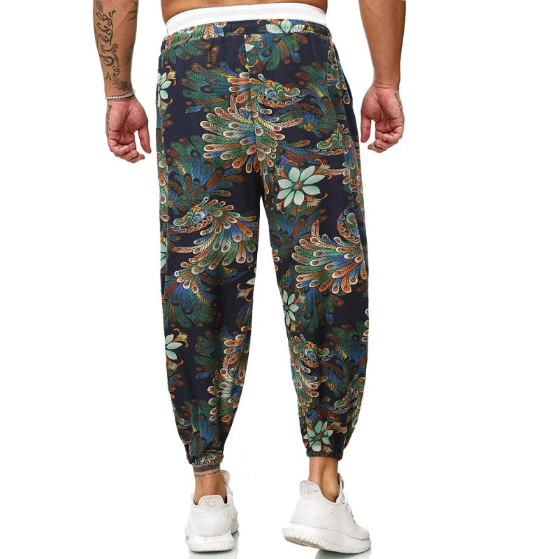 Description Picture 3 of item3D Printing Cotton Linen Jogger Wide Leg Pants Unisex Summer Casual Men's Clothing Baggy Harem Pants Harajuku Fashion Trousers